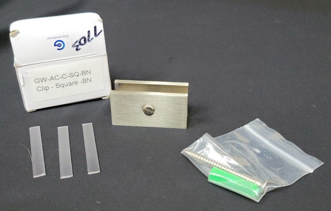 Glass Warehouse Shower Door Square Clip Brushed Nickel GW-AC-C-SQ-BN - $17.81