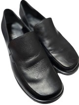 Franco Sarto Bocca 8W Black Leather Block Heeled Loafers Slip On Flex Shoes - £36.62 GBP