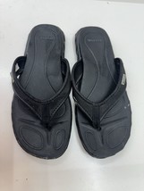 Reebok Womens Flip Flops Size 6 Black Slip On Thong Comfort - $18.48