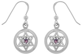 Jewelry Trends Star of David Jewish Symbol Sterling Silver Dangle Earrings Purpl - £51.95 GBP