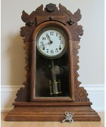 ANTIQUE kitchen mantel clock WATERBURY gingerbread 1800&#39;s pendulum RARE ... - €162,49 EUR