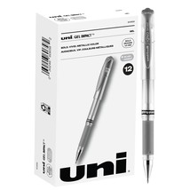 Uniball Signo 207 Gel Impact Stick Gel Pen, 12 Silver Metallic Pens, 1.0mm Bold  - £28.43 GBP