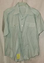 Vintage Short Sleeve Button Down Military Green Shirt USA Made Unknown Size - $14.99