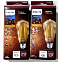 2 packs Phillips dimmable LED 40w Replacement 5w light Vintage light bul... - $25.99