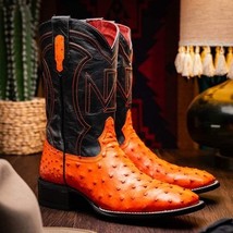 ALABAMA Genuine Ostrich Skin Cowboy Boot from the Western Collection Orange image 7