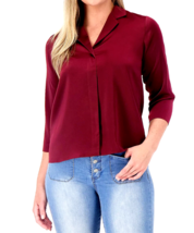 Laurie Felt Silky Satin Blouse /TOP - WINE, 1X - £18.68 GBP