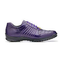 Mens Belvedere Genuine Hornback Caiman Crocodile, Soft Calf Astor Purple 33599 image 2
