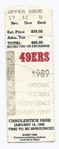 1989 NFC Championship Ticket Stub Rams @ 49ers 1 14 90 RARE VHTF - £189.17 GBP