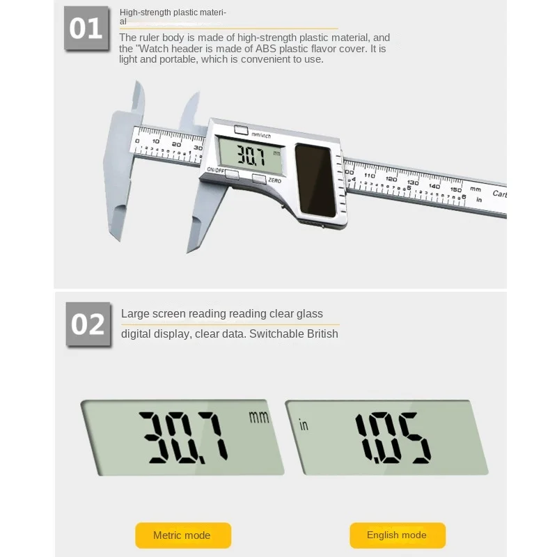 Solar 0-150mm Vernier Caliper Plastic LCD Digital Caliper Instrument Depth Measu - £174.11 GBP