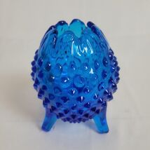 Vintage Fenton Glass Colonial Cobalt Blue Hobnail 3 Footed Egg Shaped Va... - $19.78