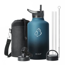 Insulated Water Bottle 64 Oz With Straw Lid (3 Lids), 64Oz Stainless Ste... - £47.97 GBP