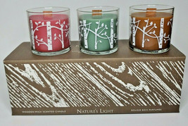 PartyLite Nature&#39;s Light Crackling Wood Wick Mini Jar Trio New P2G/P95601 - £23.56 GBP