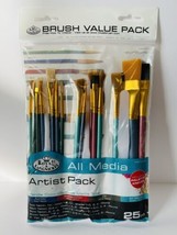 Royal & Langnickel Acrylic Watercolor Oil Paint Taklon Brush Artist Pack 25 Pc - $14.75