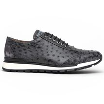 Genuine ostrich quill fashion sneaker Shoes Scanno Antique Gray image 2