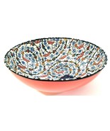 Nakkas Cini Red and Blue Floral Med Serving Bowl Hand Painted Turkish NWT - £27.13 GBP