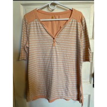 Carhartt Casual Peach &amp; Gray Striped T-Shirt with Quarter Sleeves size 1... - $14.00