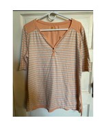 Carhartt Casual Peach &amp; Gray Striped T-Shirt with Quarter Sleeves size 1... - $266.09 MXN