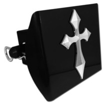CROSS POINTED LOGO CHROME DECAL BLACK ON PLASTIC USA MADE TRAILER HITCH ... - £51.35 GBP