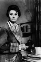 Sophia Loren 1958 Pose in Robe and Pajamas Slicing Bread in Kitchen 18x2... - £19.01 GBP