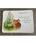 Hallmark Postcard Bunny &amp; Flowers Happy Easter Card Vintage 1980&#39;s  - £3.72 GBP