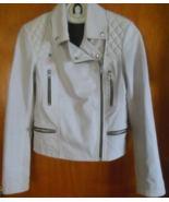 All Saints Catch Biker Leather Jacket Cream/White US Size 4 - $346.50