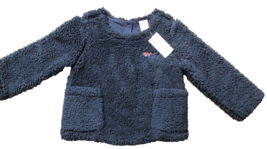 Baby Gap with pockets, Love embroidered with Red heart Navy Blue Fleece - $16.94