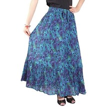 Womens Girls skirt with elastic waist &amp; morpankh print Hem-36&quot; Free size... - £26.63 GBP