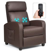 Massage Recliner Chair Single Sofa PU Leather Padded Seat for Home Office Brown - £249.61 GBP