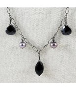 Susan Rifkin Artisanal sterling silver necklace featuring black glass ac... - €58,78 EUR