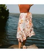 Anthropologie Womens Sz 12PMaeve A-Line Wrap Midi Skirt Sea Shell Beach ... - $25.44
