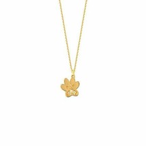 14K Solid Yellow Gold Diamond Mini Paw Print Adjustable Necklace 16&quot;-18&quot; - £314.62 GBP