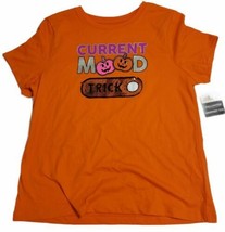 Halloween Girl&#39;s Orange Short Slv. Current Mood Trick/Treat Graphic T-Shirt NWT - £7.00 GBP