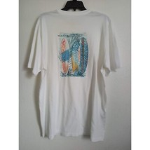 Tommy Bahama Surfboard Beach T-Shirt White Cotton Short Sleeve Crew Neck... - $23.75