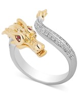 Enchanted Disney Diamond &amp;Sapphire Mulan Dragon Ring Two-Tone Silver Dis... - $99.00