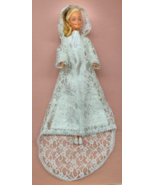 Vntg Barbie Wedding Ensemble NO DOLL Satin Dress+Lace hood overcoat trai... - $433.66 MXN