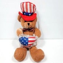 Brown 4th Of July USA Patriotic Flag Stars Stripes Hat Pillow Plush Stuffed 13&quot; - £14.28 GBP