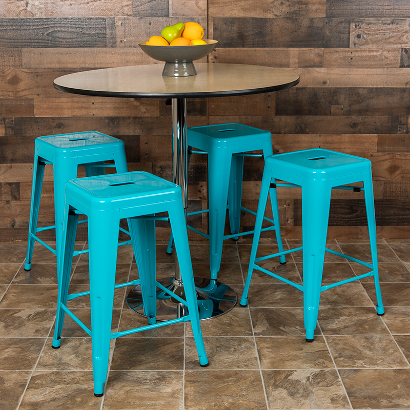 Teal 24" High Metal Stool 4-ET-31320-24-TL-R-GG