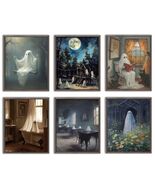 HD WOOD CRAFT Halloween Ghost Wall Art Prints Vintage Posters Unframed - $4.81 CAD