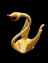 Vintage Glass Swan Brown Yellow Swirl 3&quot; Bird Art Figurine - $14.00