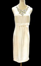 Magaschoni 100% Silk Sleeveless Dress Size 6 Ivory Crystal Embellishment... - $40.38