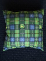 John Deere Tractor Plaid Throw Pillow 15&quot;x15&quot; Green Blue Yellow - $235.04 MXN