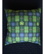 John Deere Tractor Plaid Throw Pillow 15&quot;x15&quot; Green Blue Yellow - €10,81 EUR