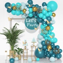 Teal Balloons Garland Arch Kit, 148Pcs Dark Teal Tiffany Blue Turquoise Metallic - £20.77 GBP