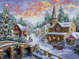 Dimensions Gold Collection Counted Cross Stitch Kit 16&quot;X12&quot; Holiday Village  - £30.84 GBP