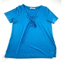 Nuoxi Shirt Womens Large Blue Short Sleeve Pullover Front Tie Casual Min... - $111.05 MXN
