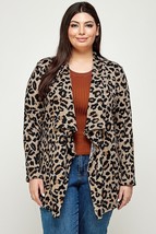 Women&#39;s Brown Plus Size Animal Leopard Printed Knit Cardigan (2XL) - $27.23