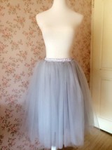 Grey Knee-length Tulle Tutu Skirt Outfit Womens Plus Size Fluffy Tulle Skirt image 2