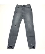 KANCAN Jeans Women’s Size 1 / 24 Gray Distressed Frayed Hem Skinny Stret... - $12.19