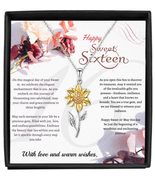 Radiant Sunflower Sweet 16 Necklace: A Gilded Gift for the Blossoming Si... - $32.95