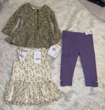 Bonnie Baby Floral Infant Girls Dress,sweater,pants 3PC Set Sizes 12M new - £47.45 GBP